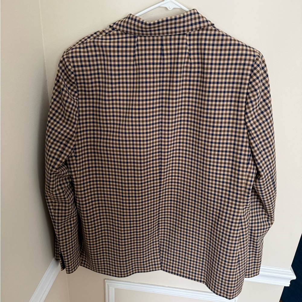 J. Crew NWOT Women’s Boyfriend Blazer Beige Plaid Italian Stretch Wool Blend - Picture 7 of 11